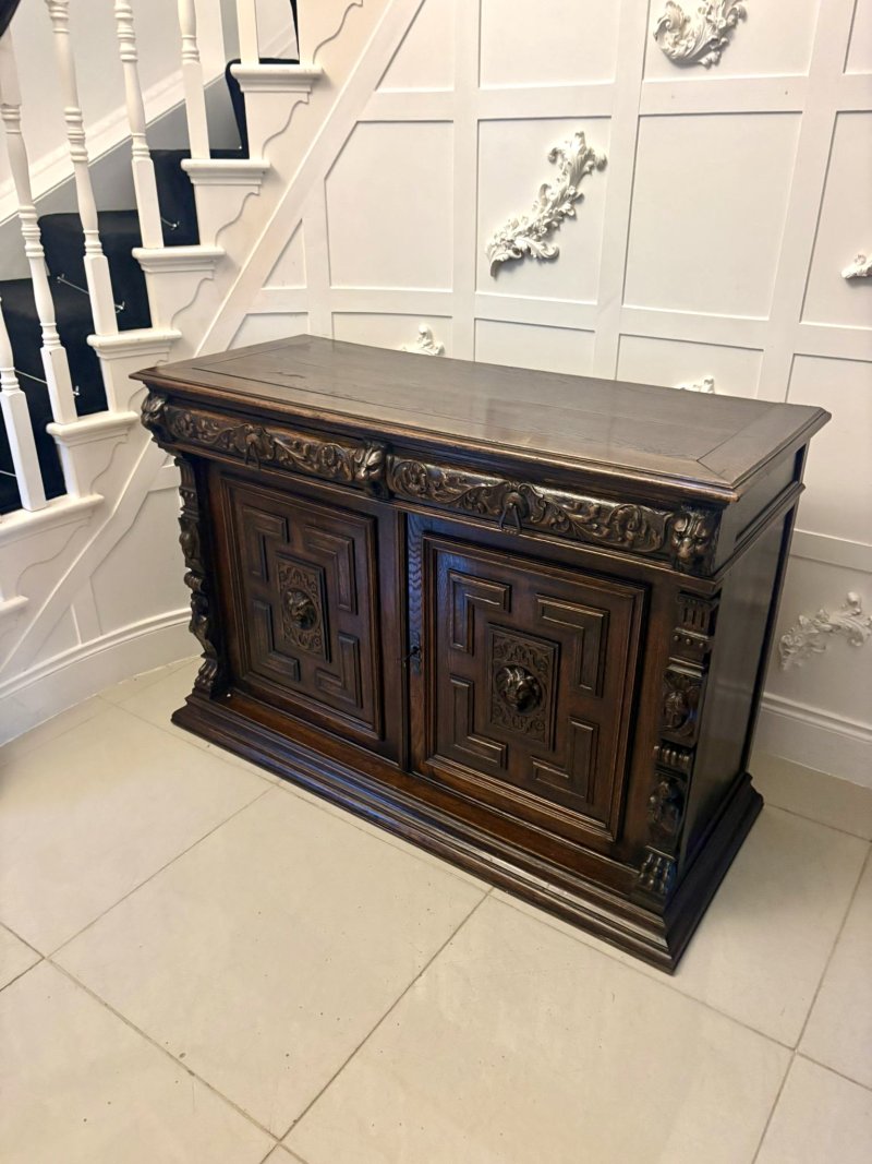Impressive Quality Antique Carved Oak Sideboard
